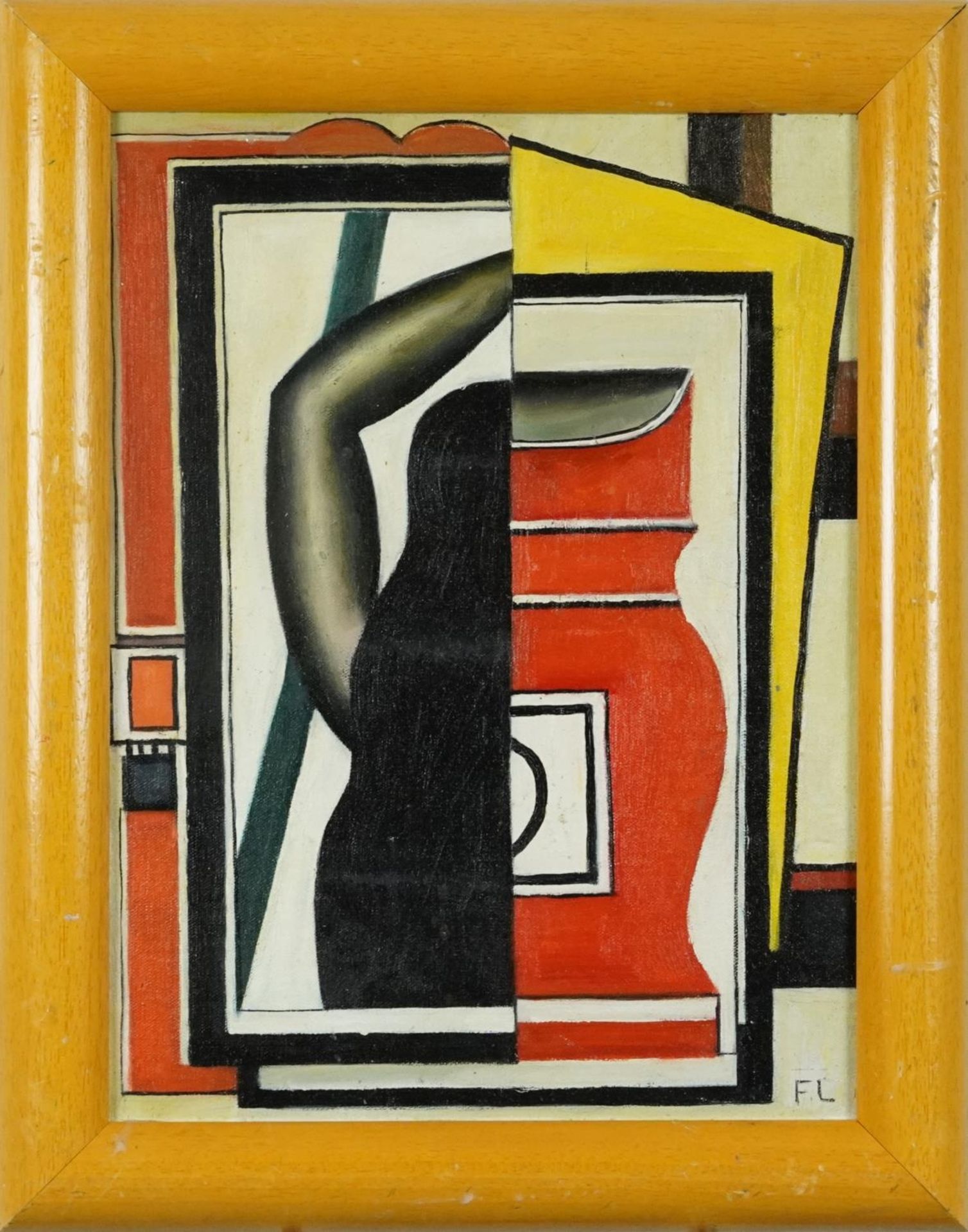 Manner of Fernand Leger - Abstract composition, French school oil on board, framed, 39cm x 29cm - Bild 2 aus 5