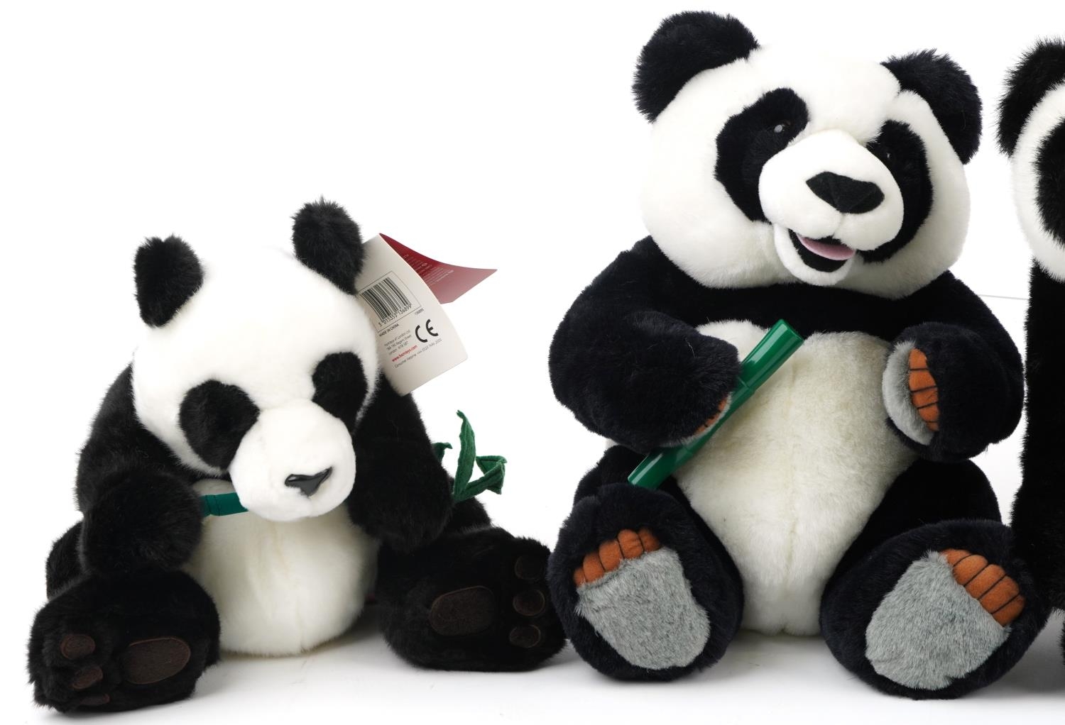 Hermann teddy bear with jointed limbs and three soft toy pandas, 42cm high - Image 2 of 8
