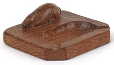 Peter Rabbitman Heap of Wetwang adzed oak ashtray carved with a rabbit, 10cm wide