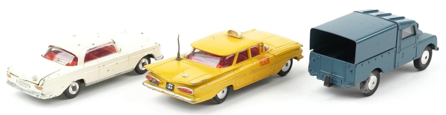 Three vintage Corgi Toys diecast vehicles with boxes comprising Chevrolet New York Taxi Cab 221, - Image 3 of 5