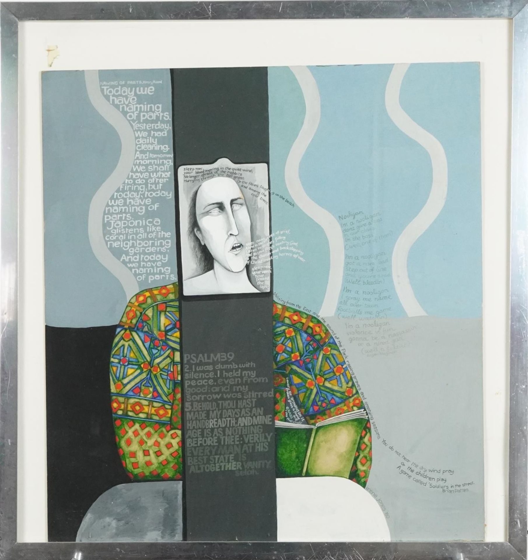 Irene Jones 1980 - Psalm 39, Cornish school gouache on board, framed and glazed, 49.5cm x 46cm - Image 2 of 4