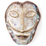 Mid century style grotesque pottery face mask, 20.5cm high