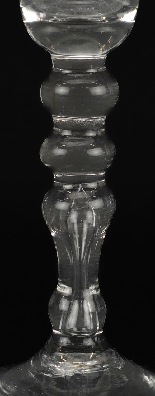 18th century wine glass with multiple knop stem, 17cm high - Image 2 of 4