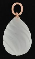 14ct gold rock crystal egg pendant, impressed Russian marks to the suspension loop, 2.7cm high, 5.7g