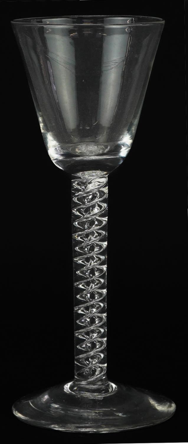 18th century wine glass with mercury twist stem, 15.5cm high - Image 3 of 4