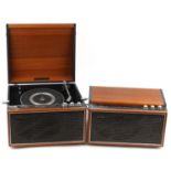 Vintage teak Hacker Grenadier record player, model SP25 MK111 and stereo amplifier model GP45, the