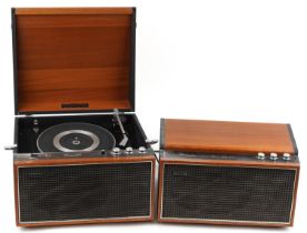 Vintage teak Hacker Grenadier record player, model SP25 MK111 and stereo amplifier model GP45, the