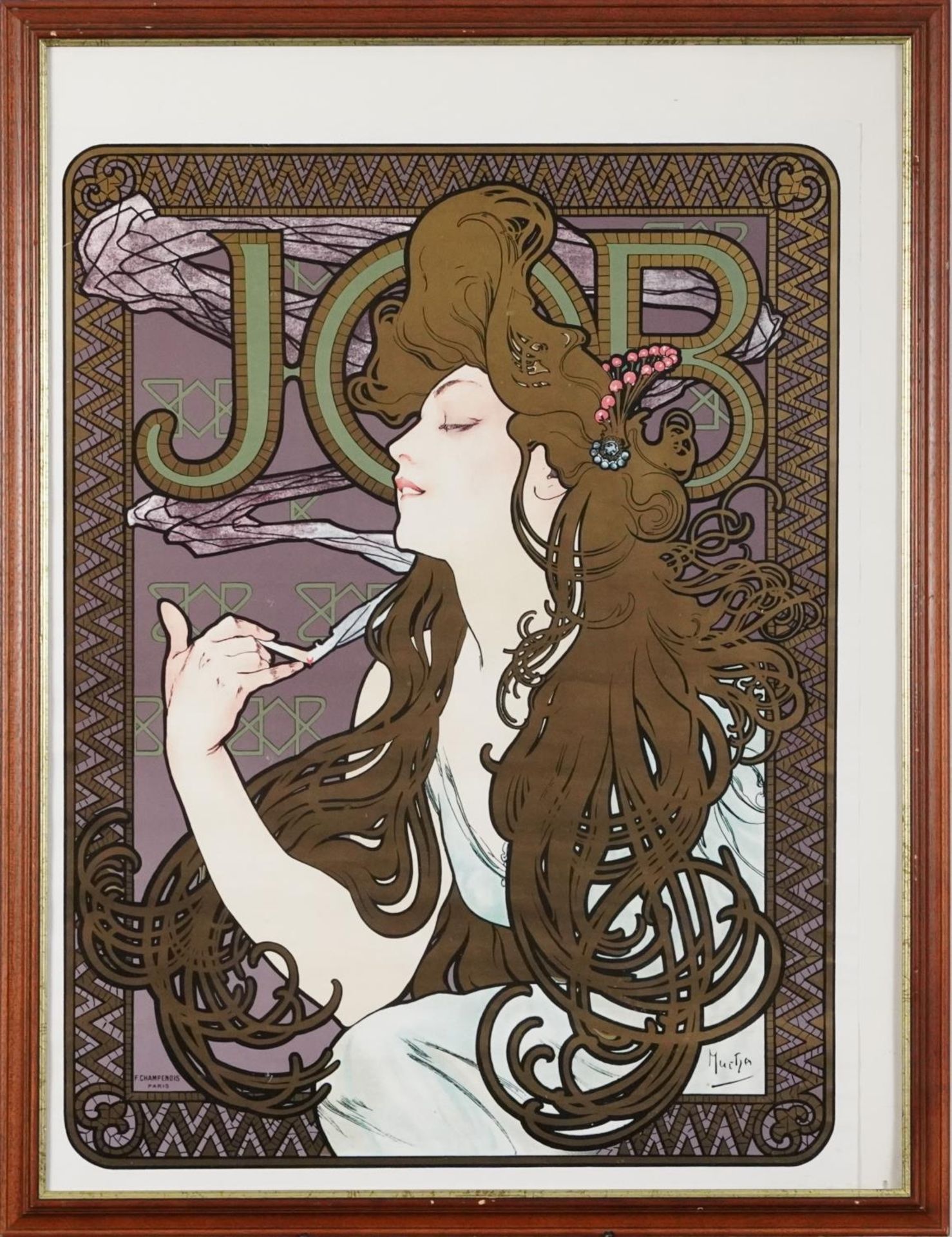 After Alphonse Mucha - Job Cigarette Papers and one other, two Art Nouveau style prints in colour, - Image 8 of 10