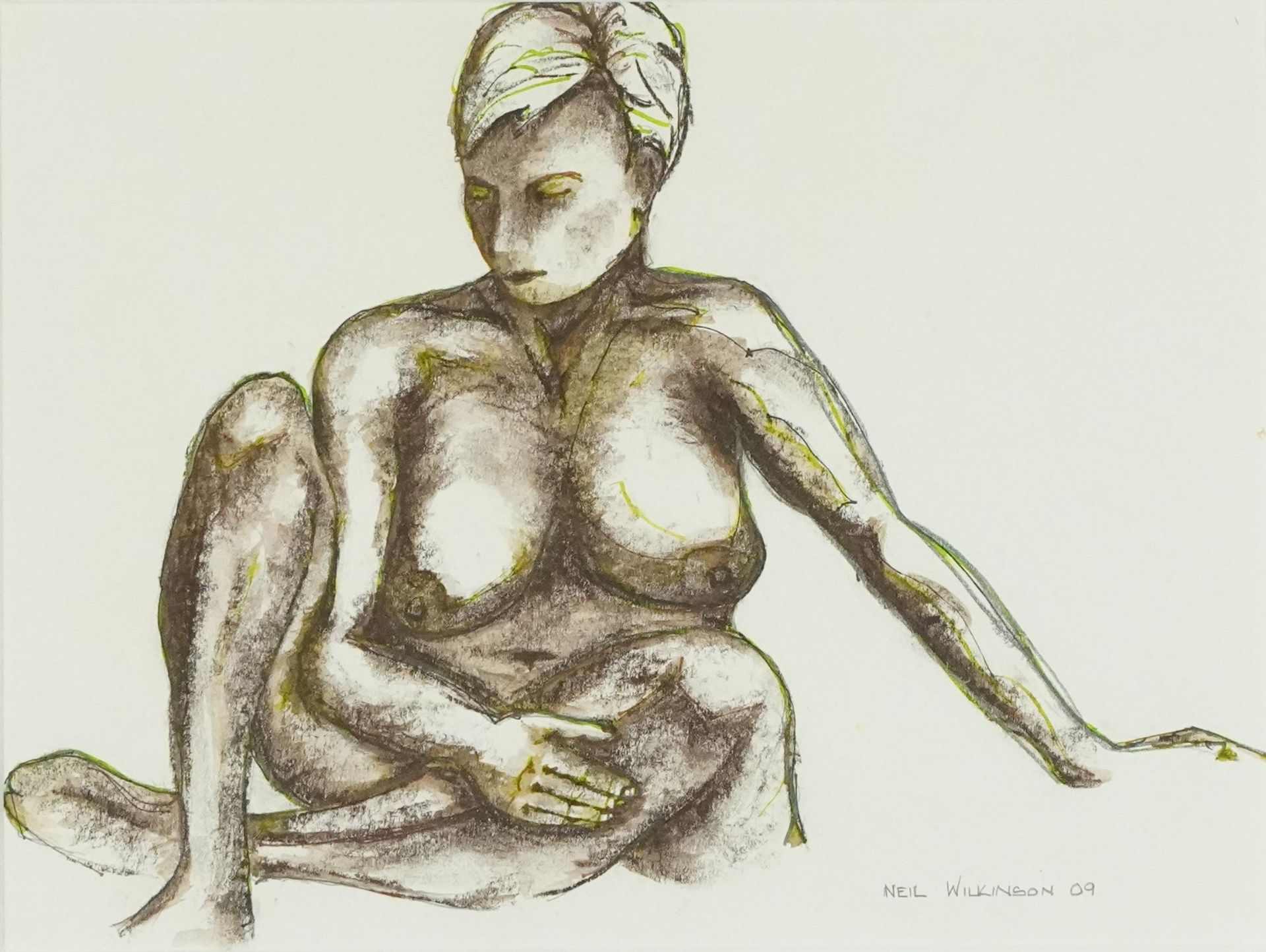 Neil Wilkinson - Nude females, three mixed medias, each mounted, one framed and glazed, the - Bild 10 aus 13