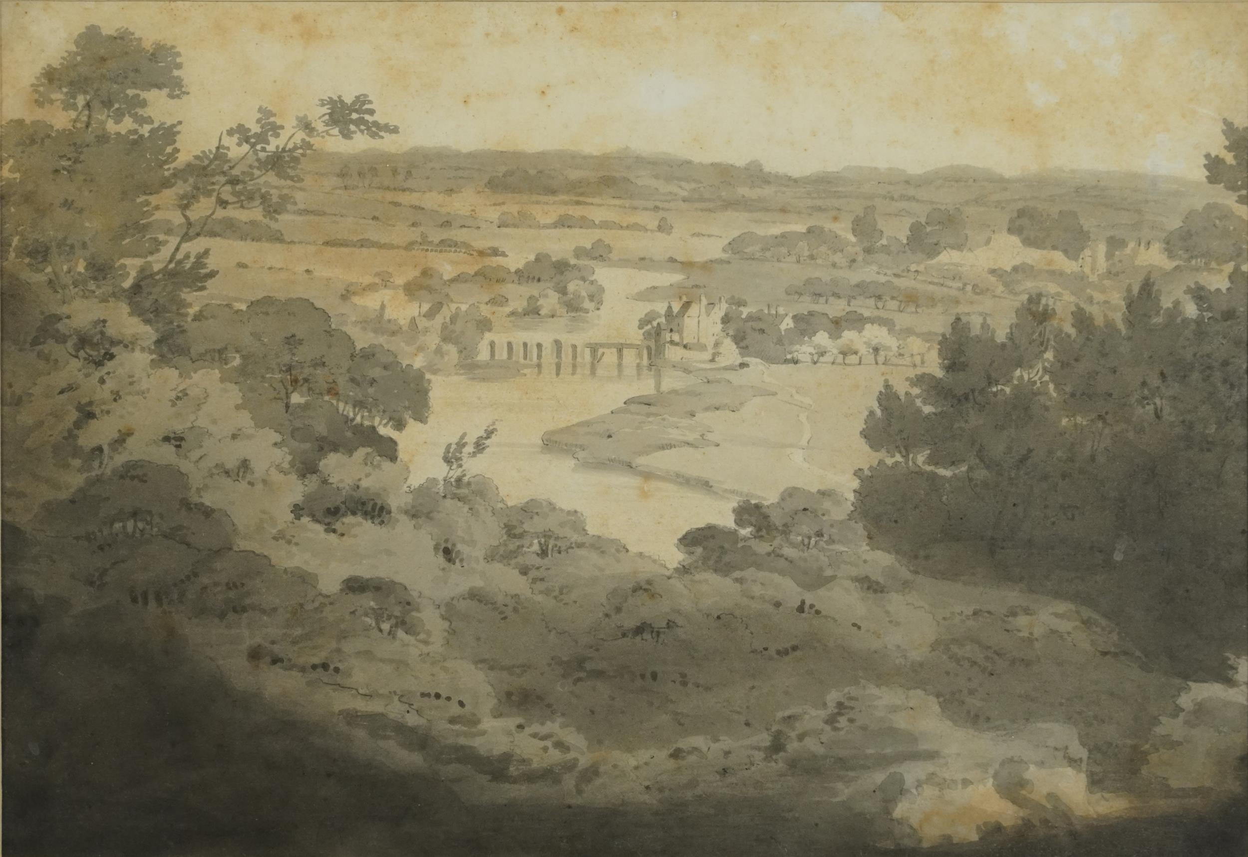 William Havell - Caversham Bridge, Reading, early 19th century English pencil and watercolour,
