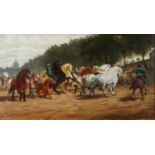 After Rosa Bonheur - The Horse Fair, equestrian interest French school oil on canvas bearing an