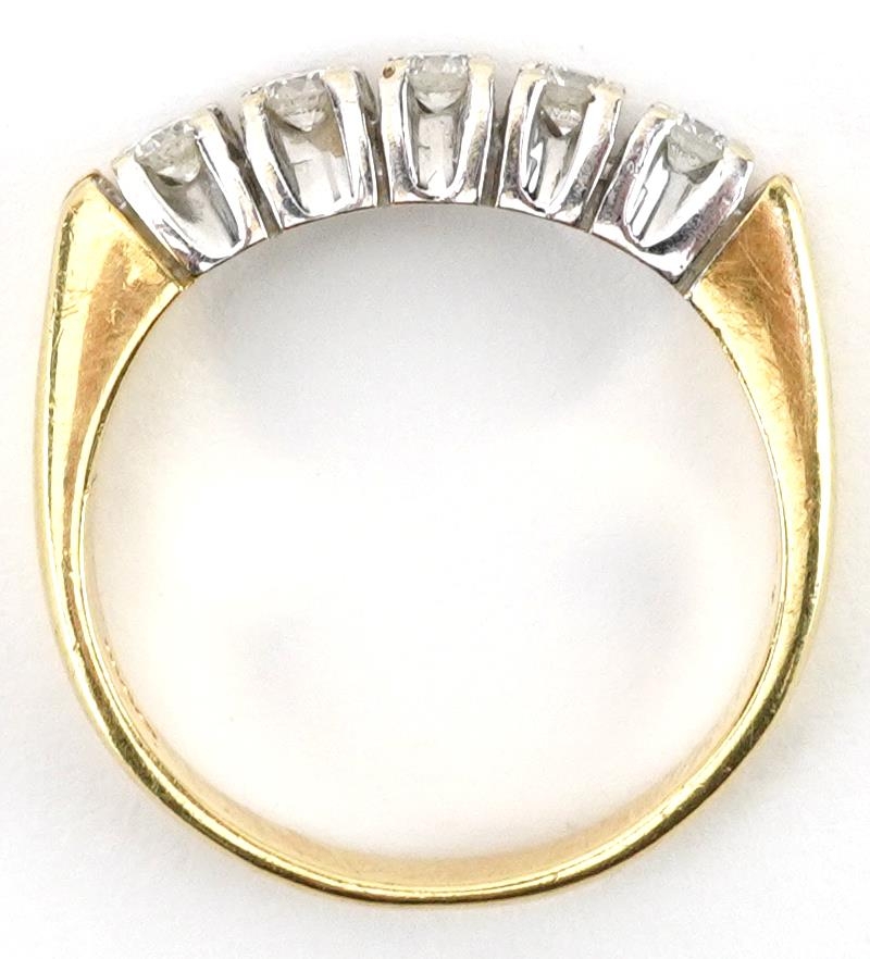 18ct gold diamond five stone ring, total diamond weight approximately 0.31 carat, size M, 4.8g - Image 3 of 5