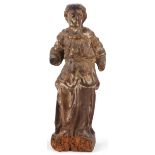 European 17th/18th century polychrome painted carved wood saint, 22cm high