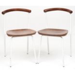 Manner of Calligaris, pair of contemporary metal framed hardwood bistro chairs, each 75cm high