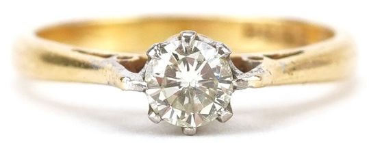 18ct gold diamond solitaire ring, the diamond approximately 0.30 carat, size J, 2.6g