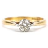 18ct gold diamond solitaire ring, the diamond approximately 0.30 carat, size J, 2.6g