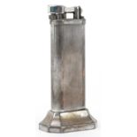 Dunhill silver plated table lighter, serial number 14939, 10cm high