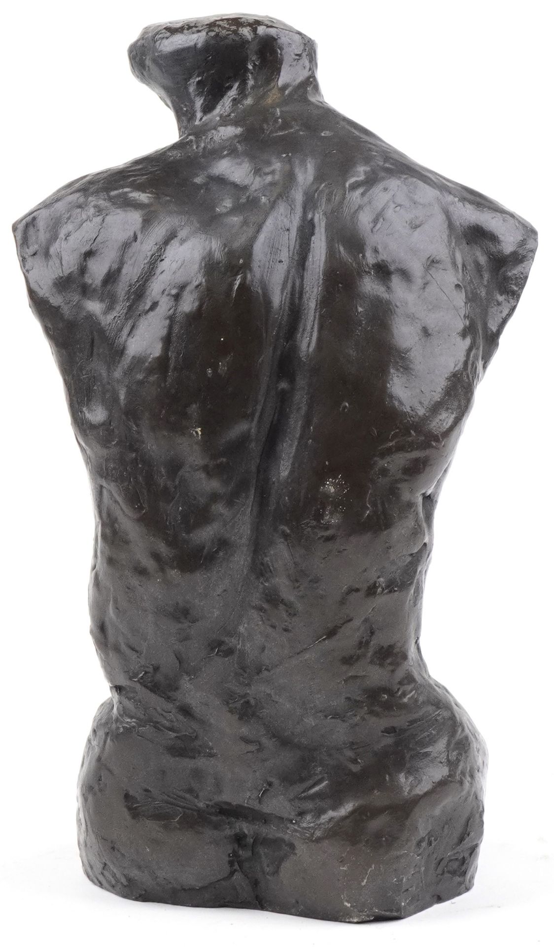 Mid century style cold cast bronze torso of a nude male, 28.5cm high - Bild 2 aus 3