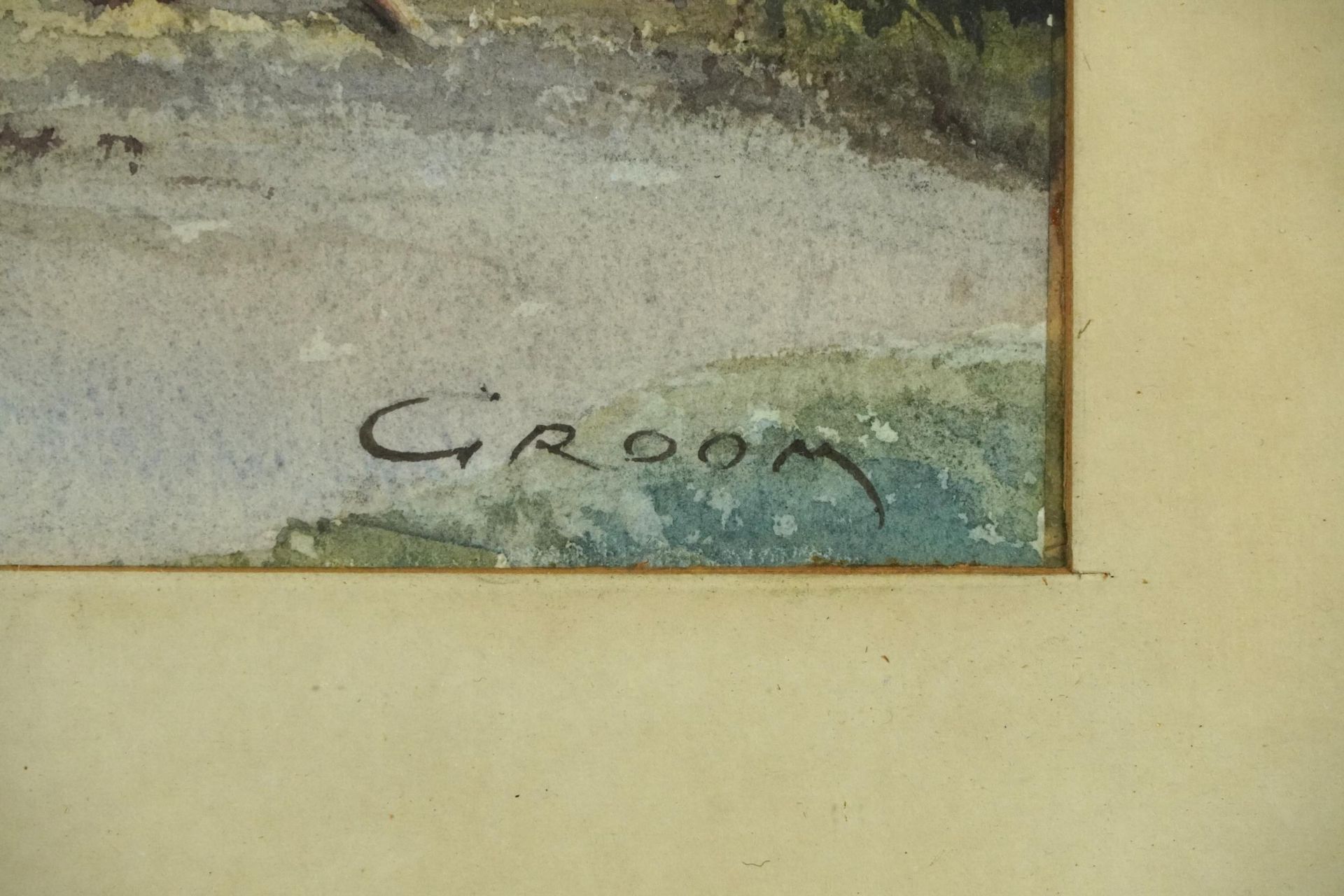 Emerson Harold Groom - Morning Ride Wilmington, watercolour, label verso, mounted, framed and - Image 3 of 6
