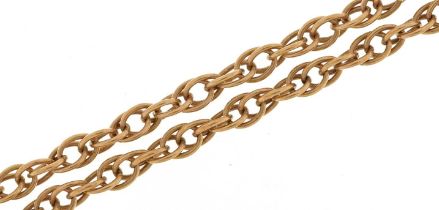 9ct gold multi chain link necklace, 34cm in length, 6.9g