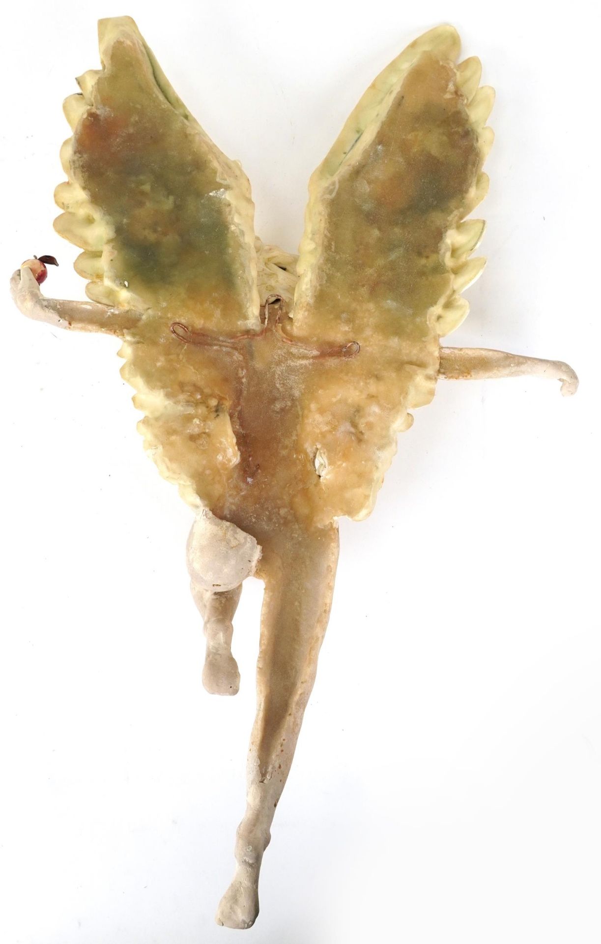 Neil Wilkinson, contemporary Brutalist resin wall sculpture of a mythical winged nude female holding - Image 2 of 2