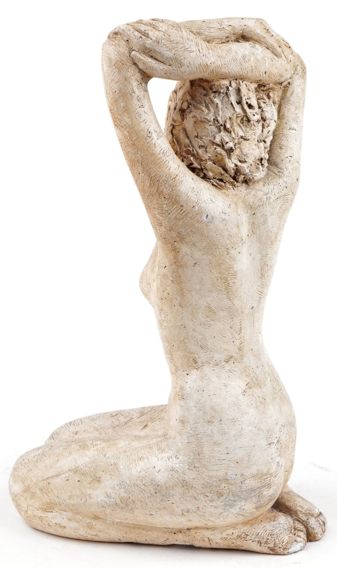 Mid century style plaster sculpture of a kneeling nude female, 38cm high - Image 2 of 3