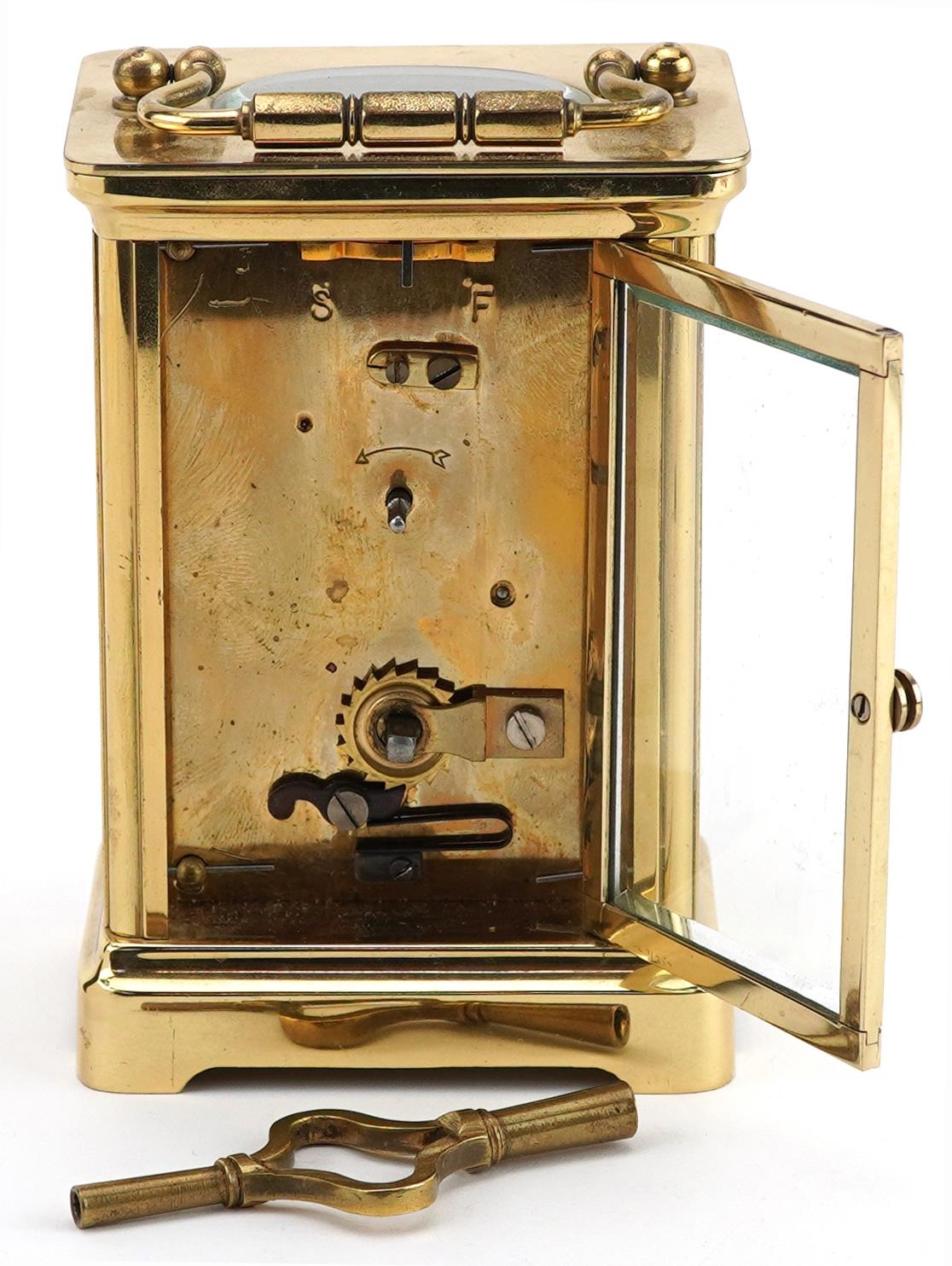 Brass cased Henley carriage clock, 11.5cm high excluding the swing handle - Image 3 of 5