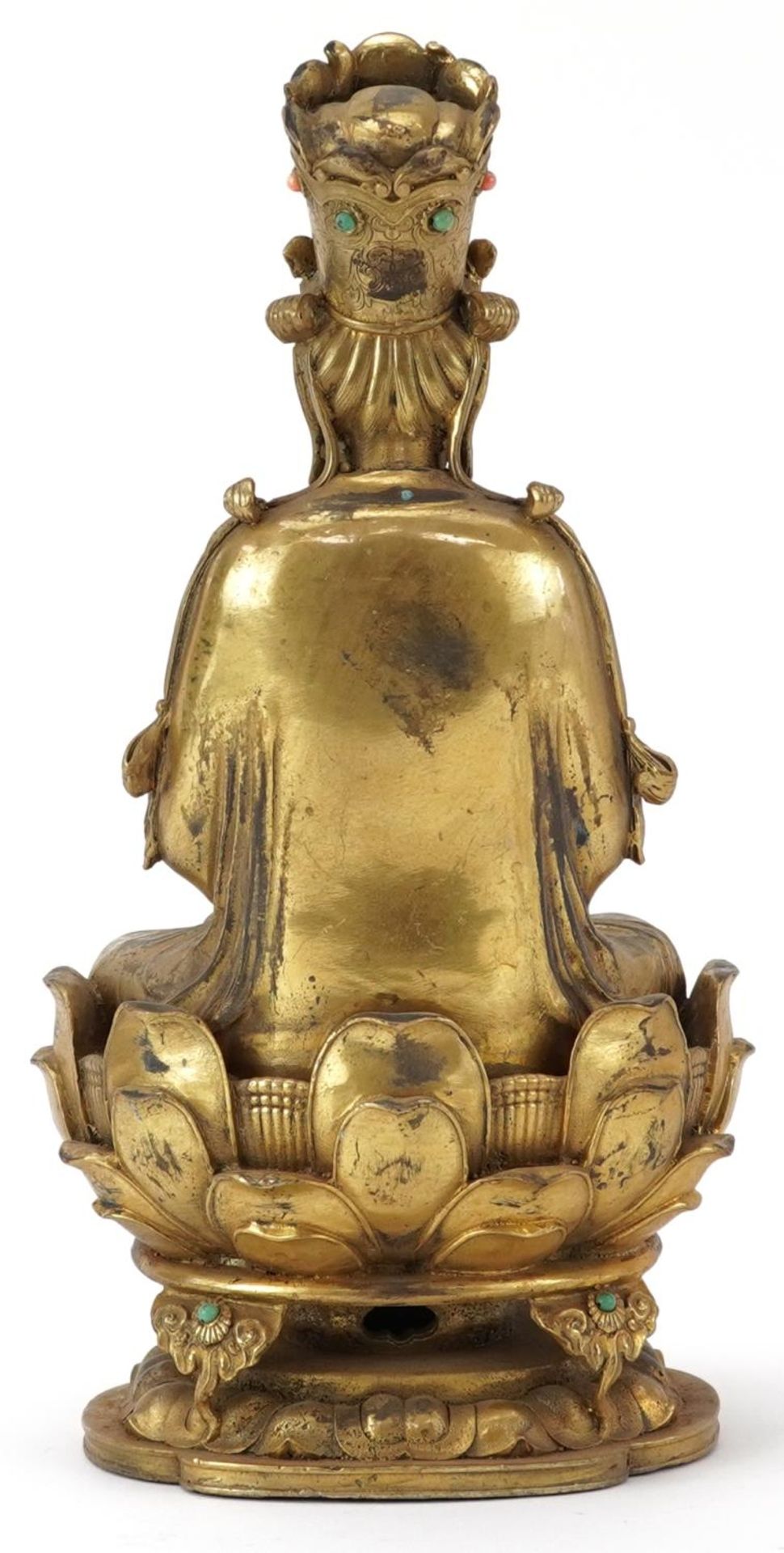 Chino Tibetan gilt bronze figure of jewelled Buddha, 29cm high - Bild 4 aus 7