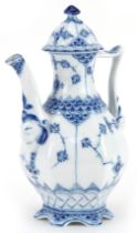 Royal Copenhagen, Danish blue and white porcelain Musselmalet coffee pot numbered 1030 to the