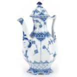 Royal Copenhagen, Danish blue and white porcelain Musselmalet coffee pot numbered 1030 to the