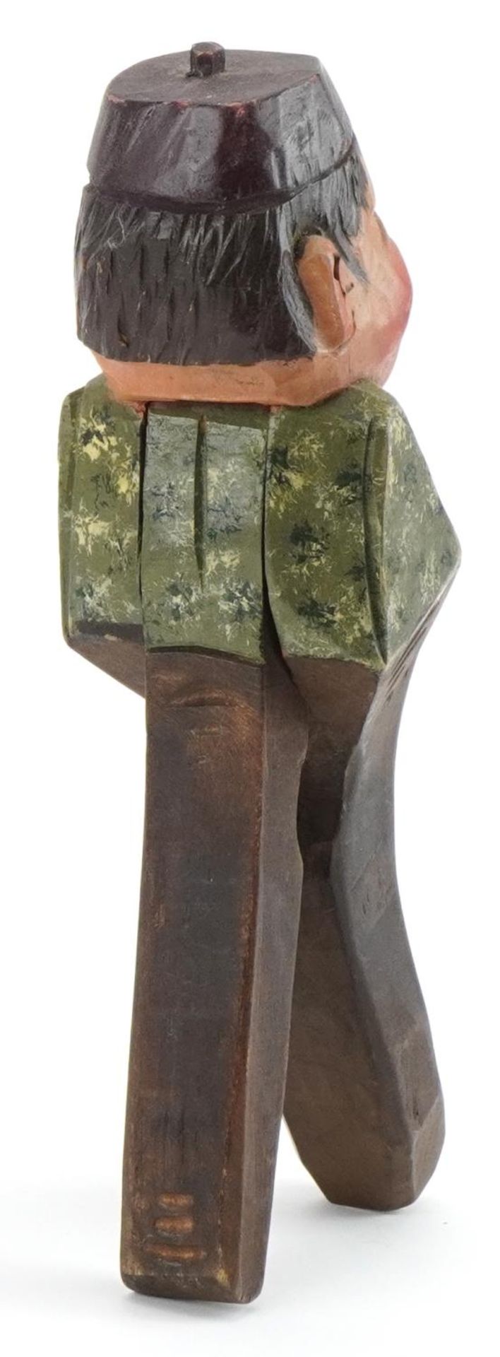 Pair of painted Black Forest carved wood nut crackers in the form of a man, 21.5cm high - Image 2 of 3