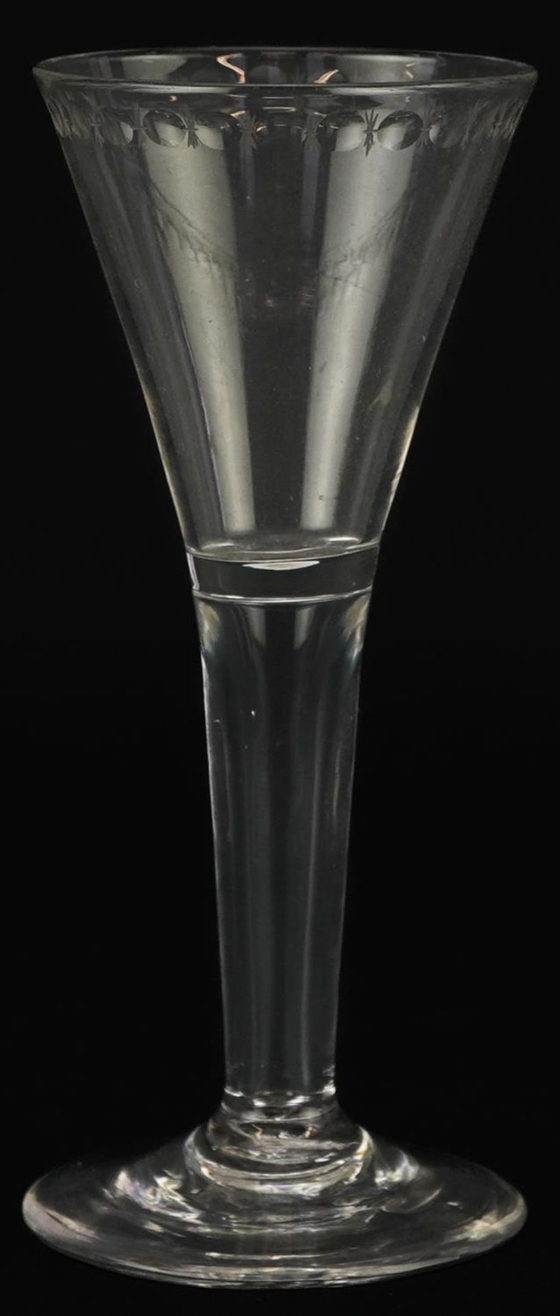 18th century excise wine glass with hollow stem, 15cm high