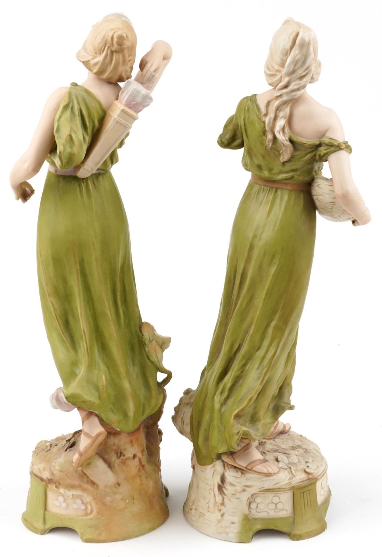 Royal Dux, large pair of Czechoslovakian Art Nouveau figurines of scantily dressed females including - Bild 2 aus 4