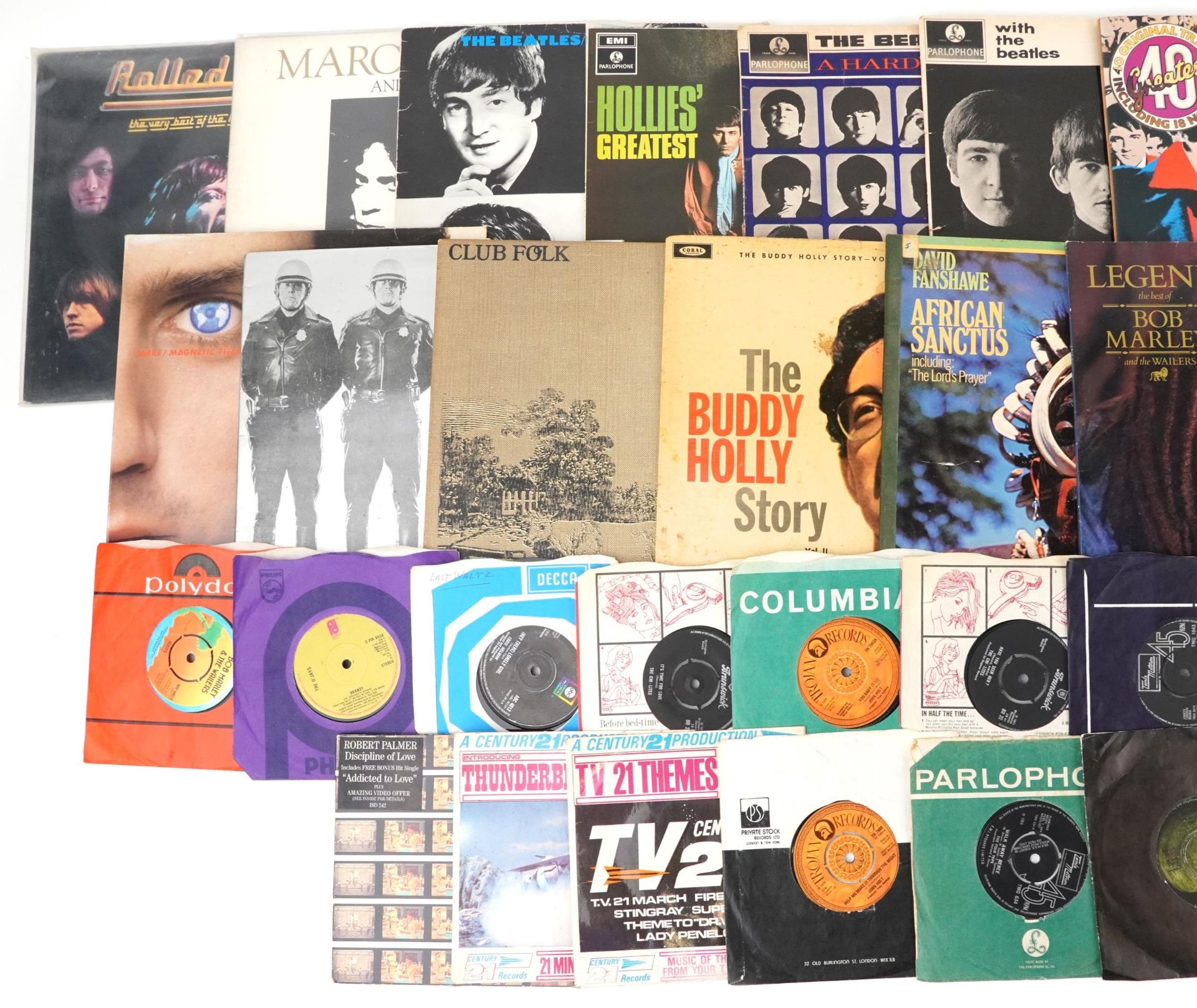 Vinyl LP records and 45rpms including Marc Bolan & T Rex, The Beatles, The Eagles, Wings, Bob - Image 2 of 3