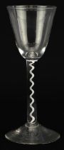 18th century wine glass with opaque twist stem, 18cm high