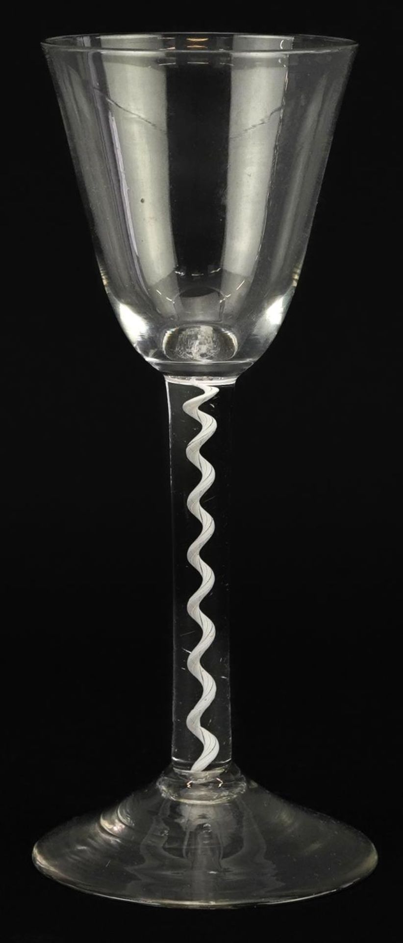 18th century wine glass with opaque twist stem, 18cm high