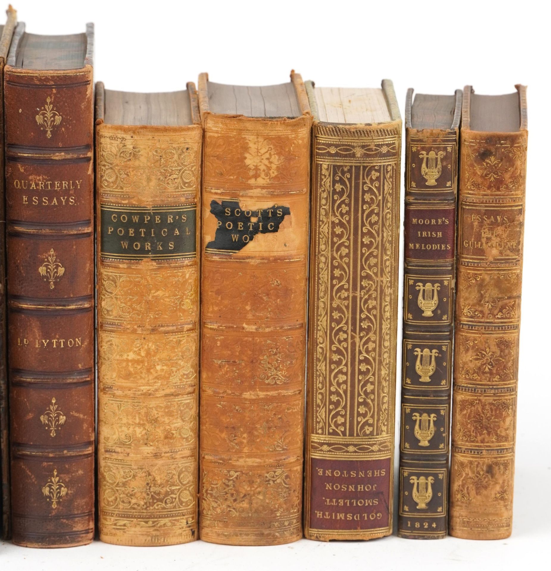 Nine 19th century hardback books comprising Oliver Twist by Charles Dickens, Quarterly Essays, - Image 3 of 3