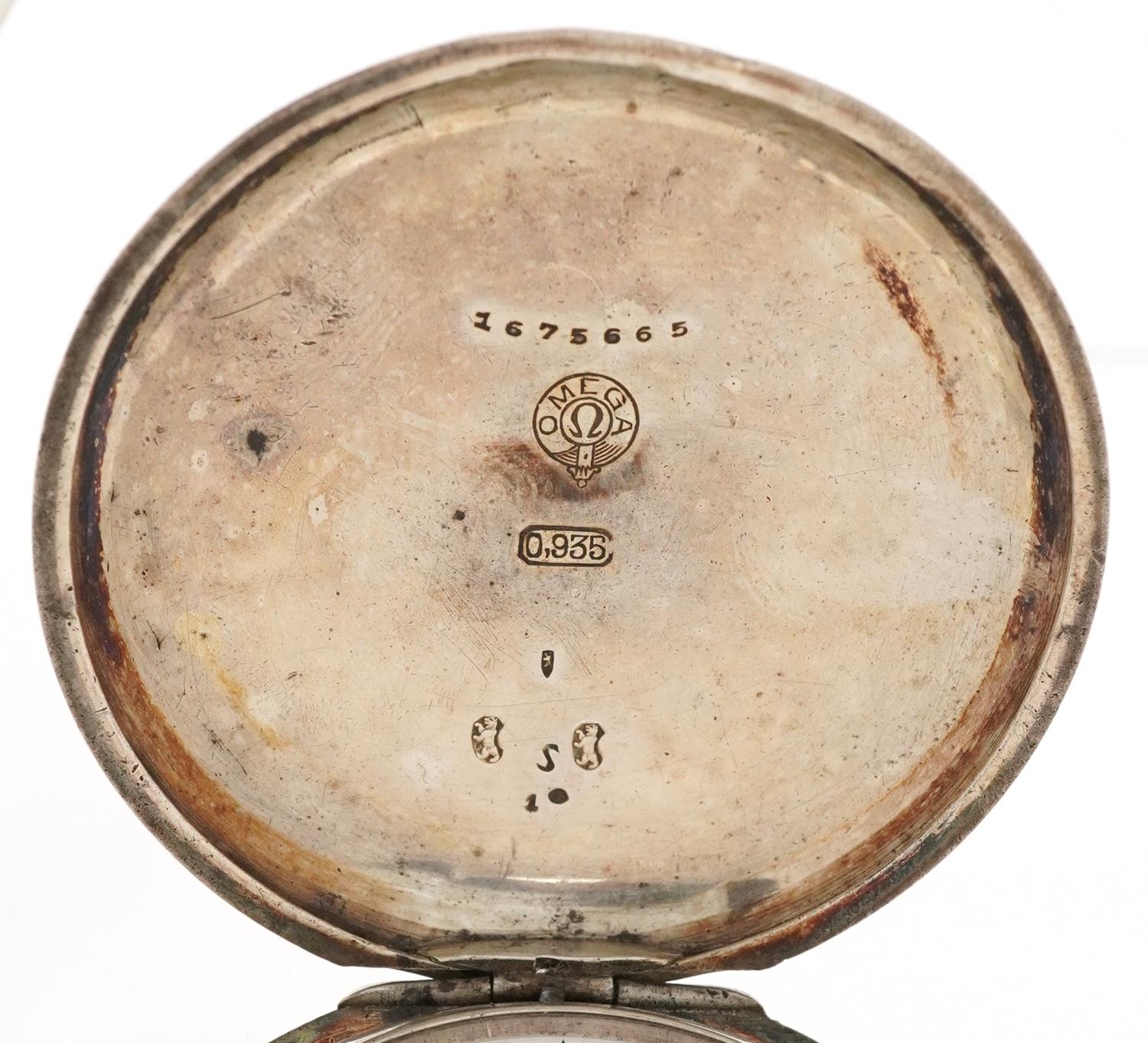 Gentlemen's silver keyless full hunter pocket watch having enamelled and subsidiary dials with Roman - Image 2 of 5