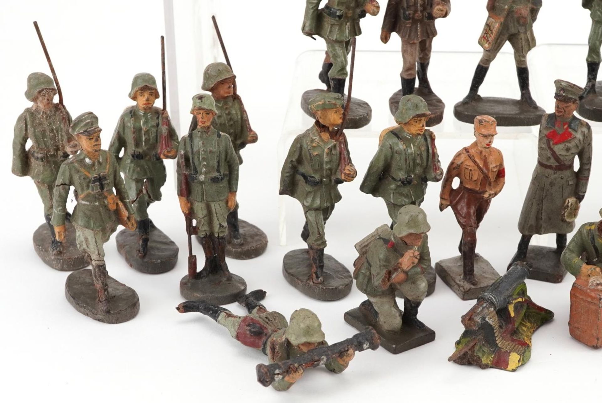 Elastolin, Collection of German hand painted soldiers, the largest each 8.5cm high - Image 4 of 6