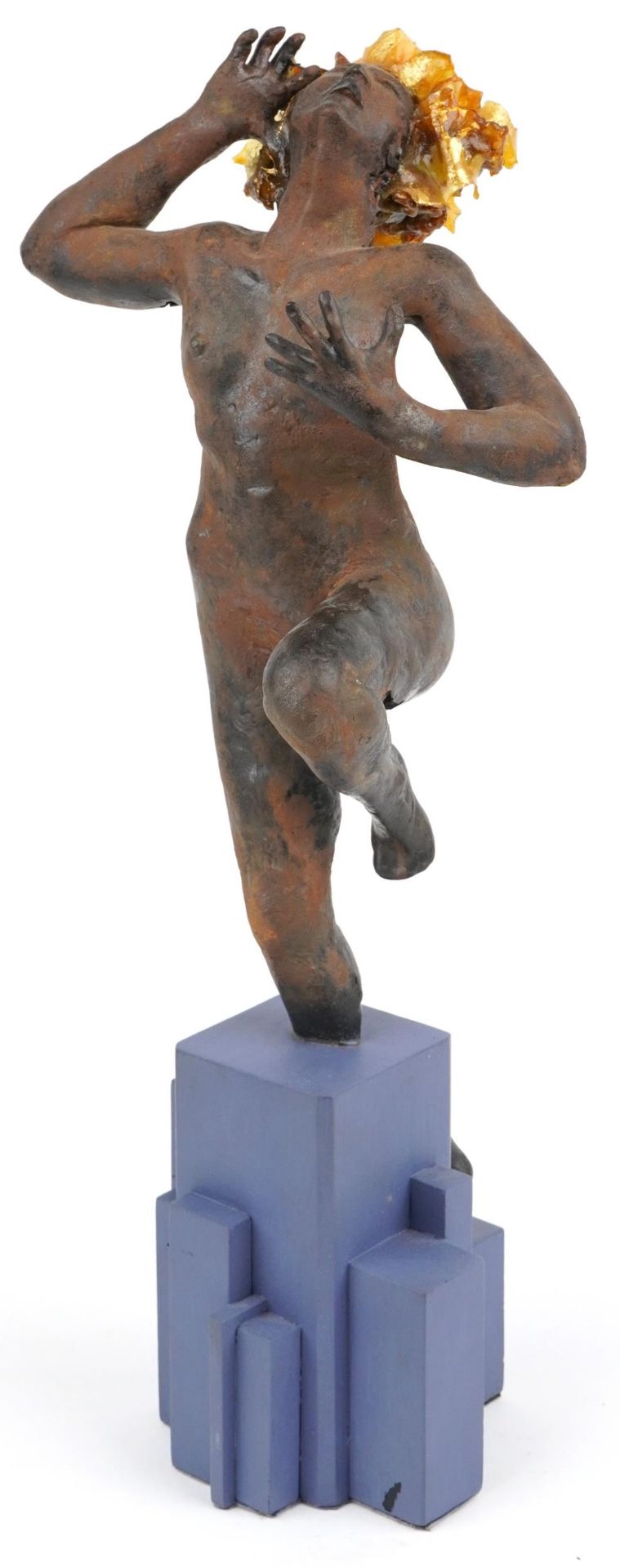 Neil Wilkinson, contemporary Brutalist iron and marble resin with fibreglass sculpture of a nude