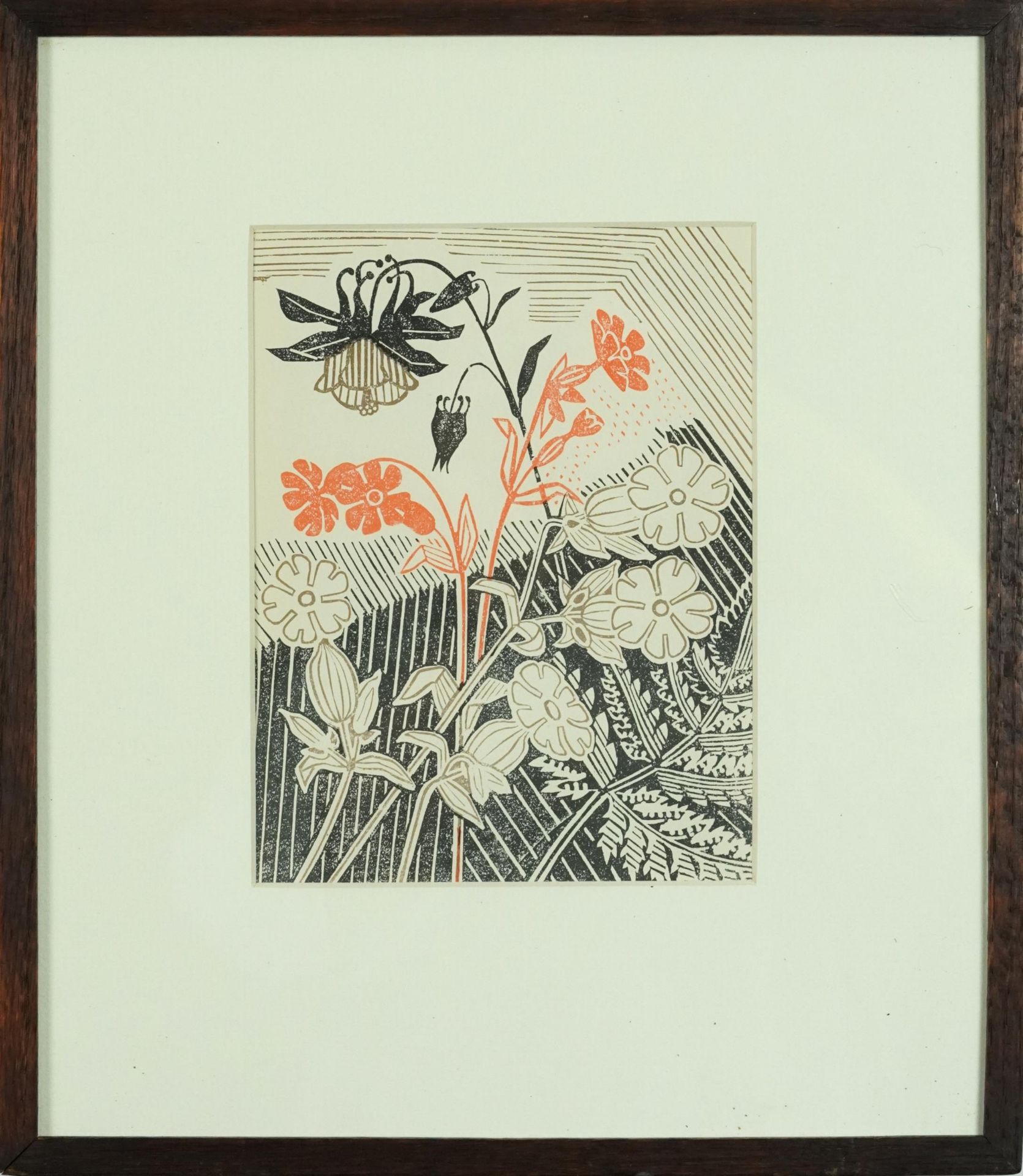 Edward Bawden - Campions and Columbine, linocut inscribed Signature 1947 Curwen Press verso, - Image 2 of 4