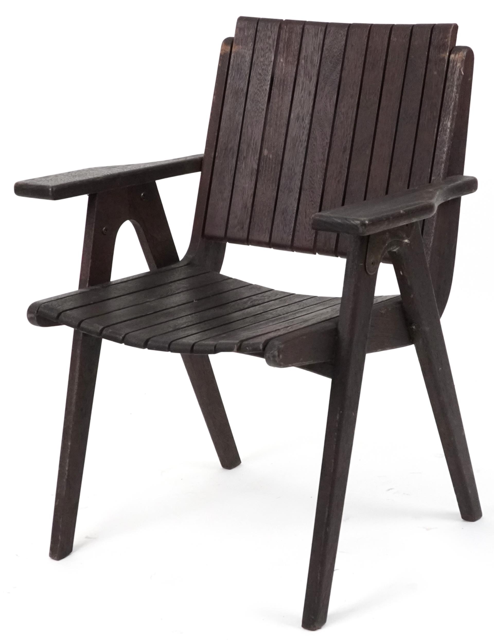 Autoban, stained teak slice chair, 81cm high