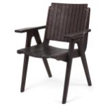 Autoban, stained teak slice chair, 81cm high