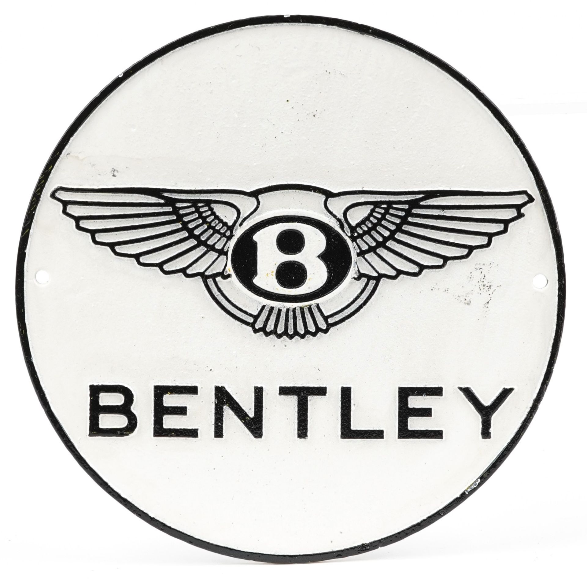 Six sporting and automobilia interest painted cast iron plaques including Rolls Royce and Shell - Image 12 of 13