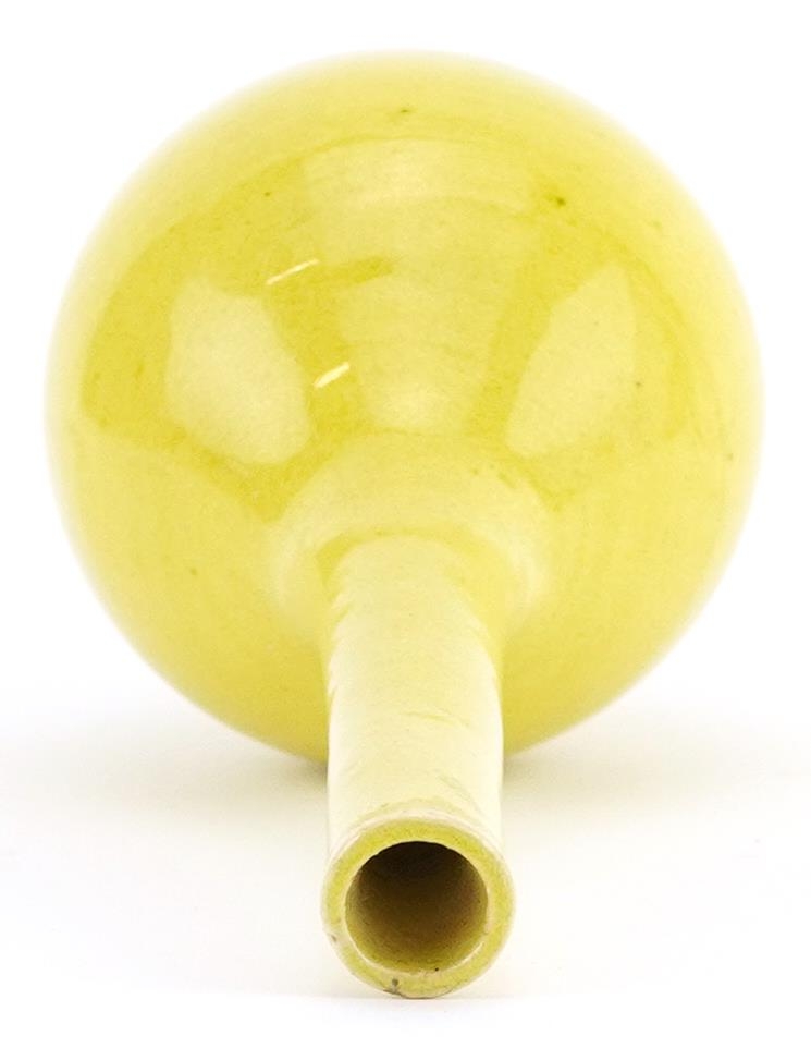 Chinese porcelain long neck bottle vase having a yellow glaze, 19cm high - Image 5 of 6