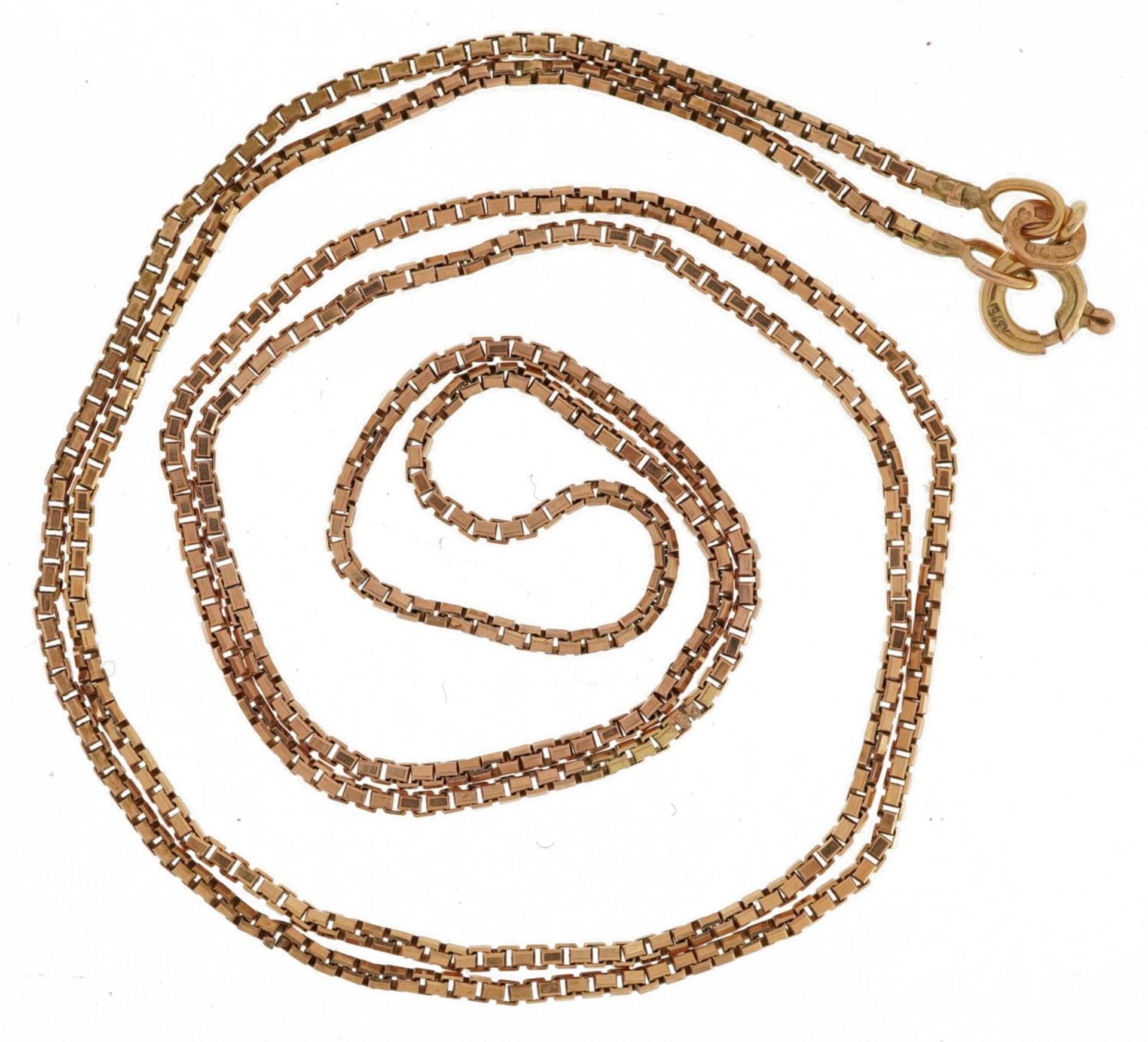 Balestra, Italian 9ct gold box link necklace, 60cm in length, 6.2g - Bild 2 aus 3