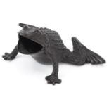 Japanese patinated bronze toad, 16cm wide