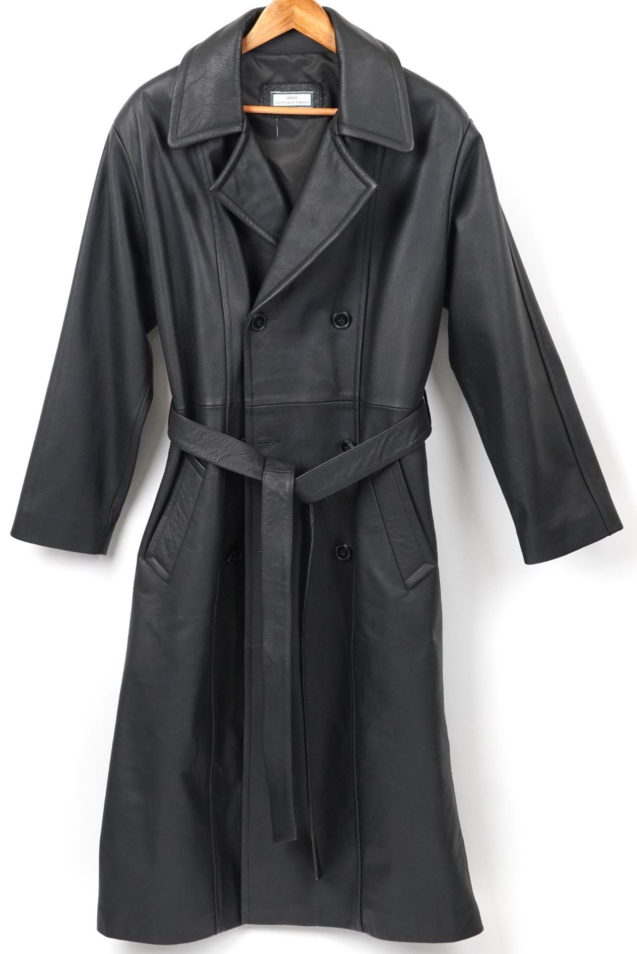 Gentlemen's Hardix full length leather coat, size Small