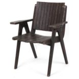 Autoban, stained teak slice chair, 81cm high