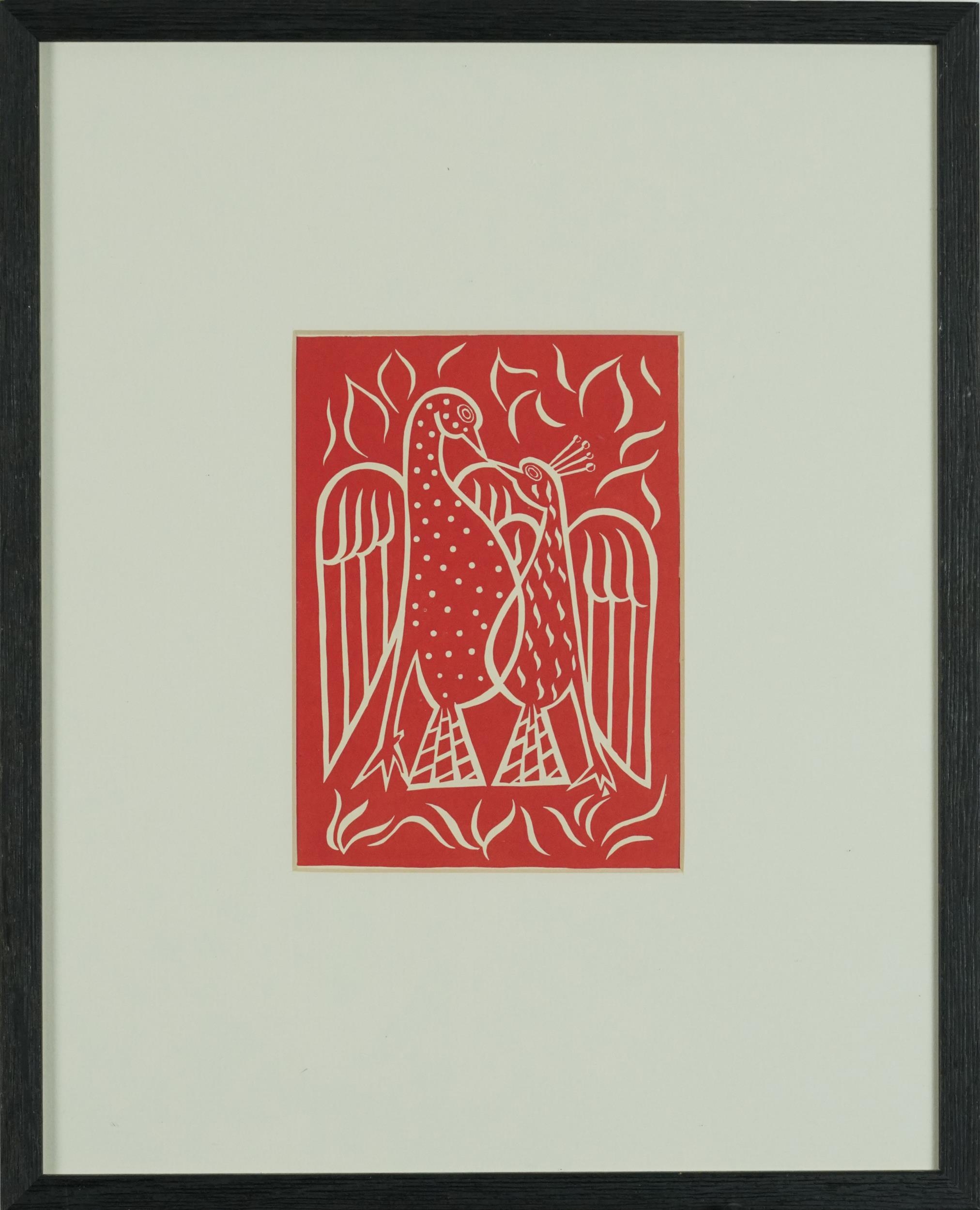 Gischia - The Phoenix and the Turtle, lithographic print of a wood engraving inscribed Image: A - Image 2 of 4